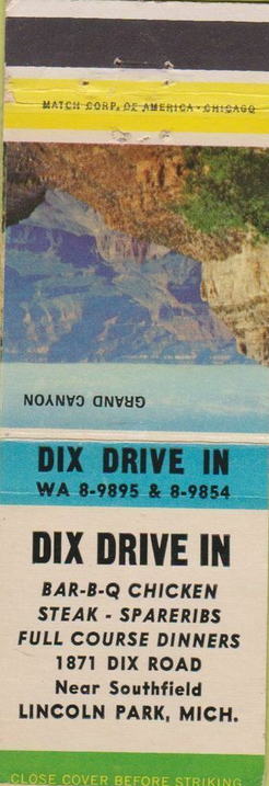 Dix Drive-In (Dix Bar-B-Q Restaurant) - Matchbook